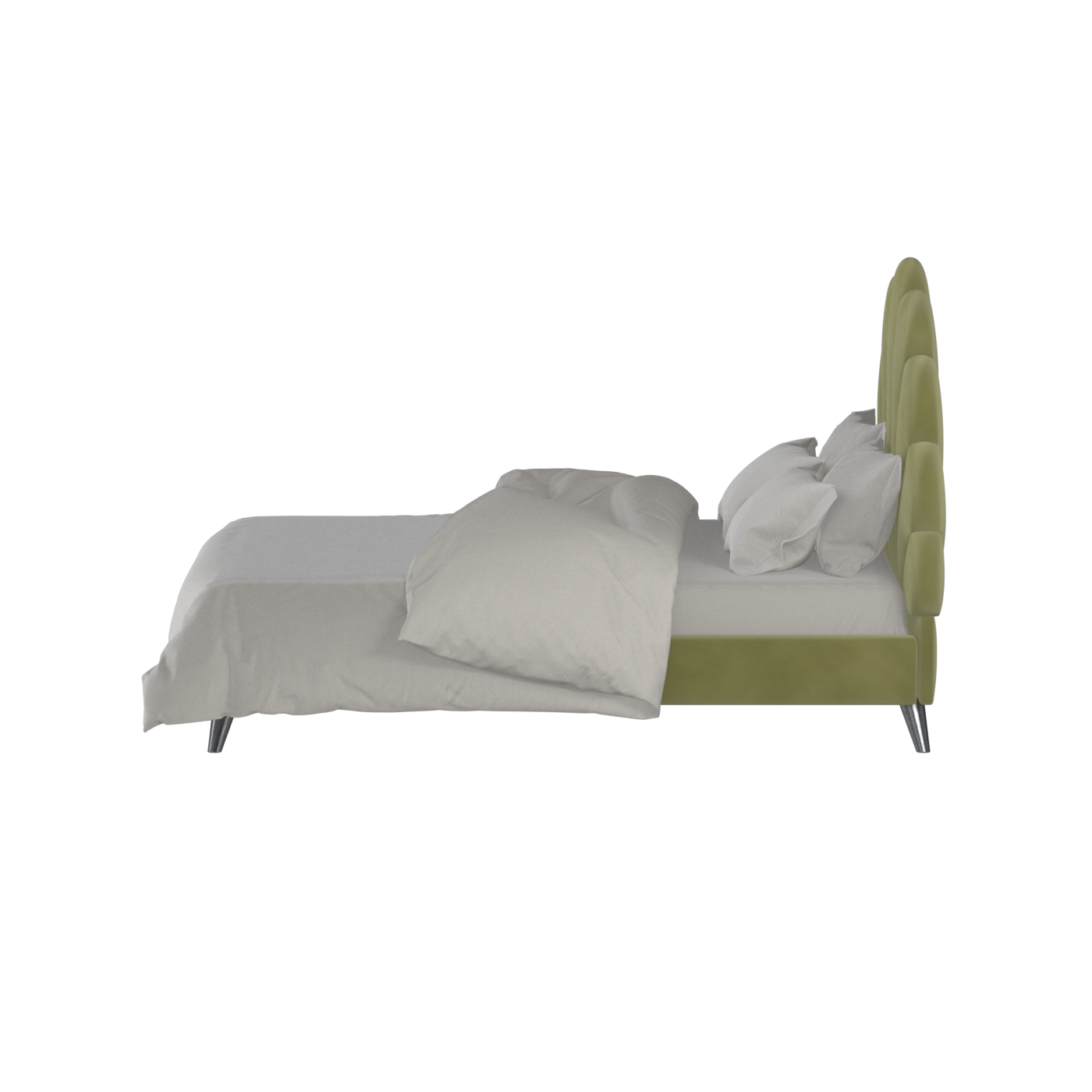 Evelina Curved Headboard Bed in Soft Upholstery