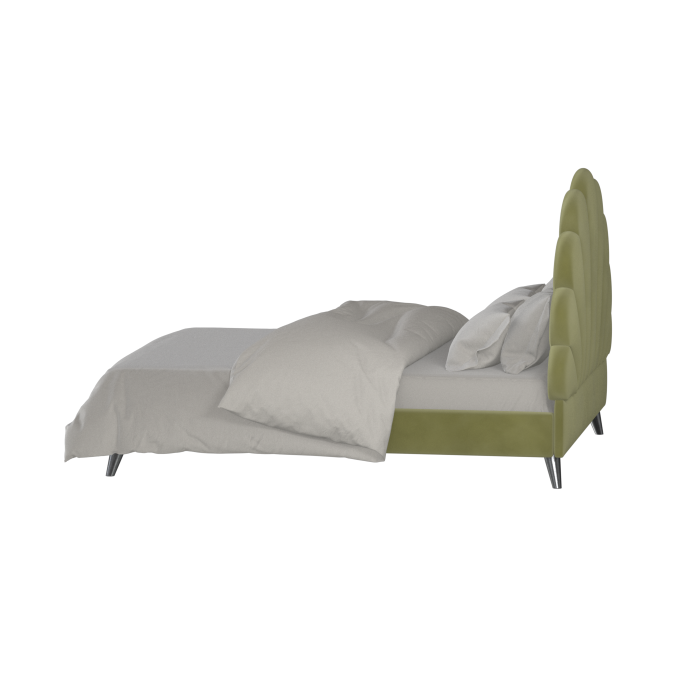 Evelina Curved Headboard Bed in Soft Upholstery