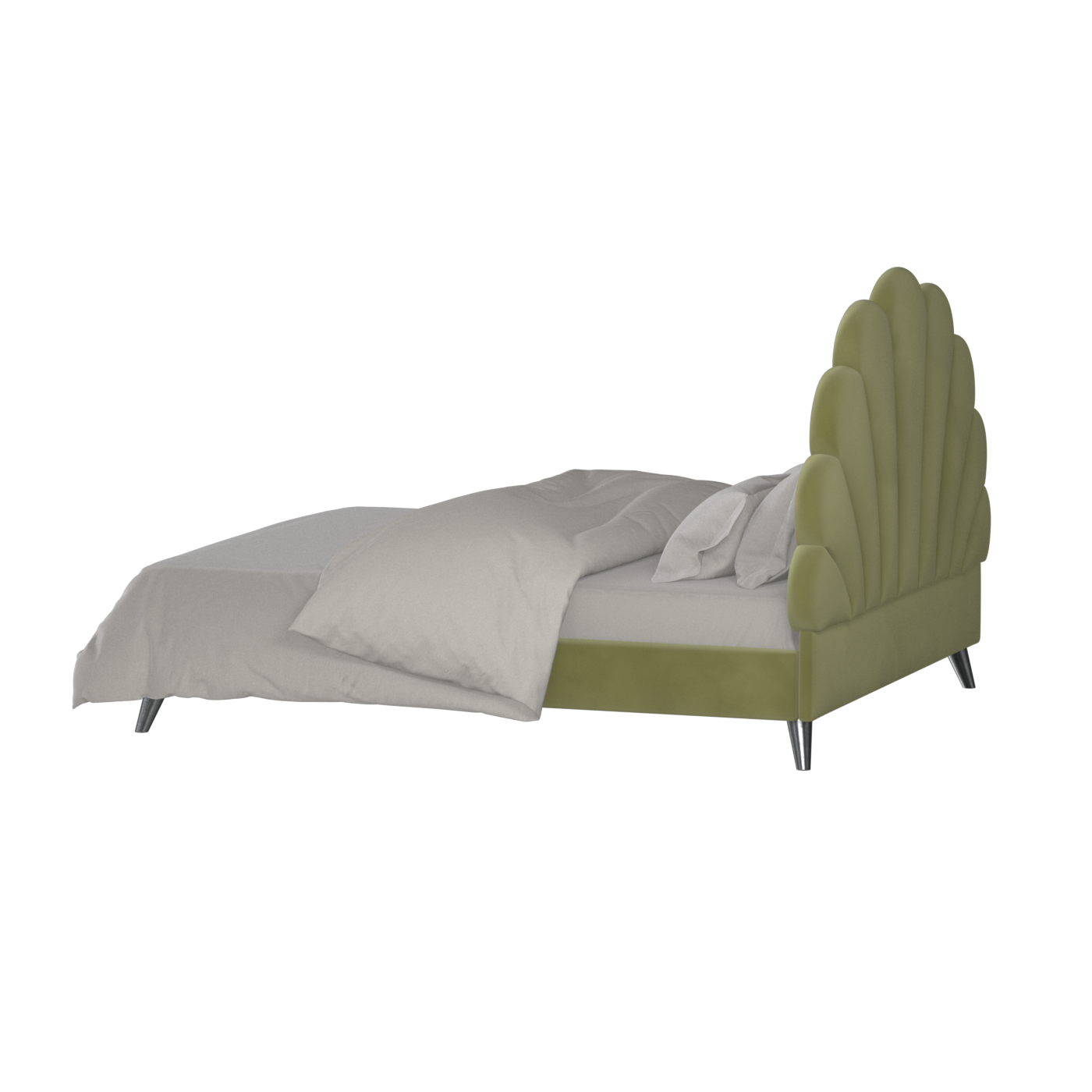 Evelina Curved Headboard Bed in Soft Upholstery