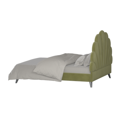Evelina Curved Headboard Bed in Soft Upholstery