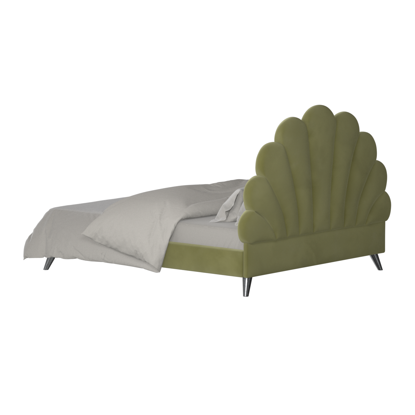 Evelina Curved Headboard Bed in Soft Upholstery