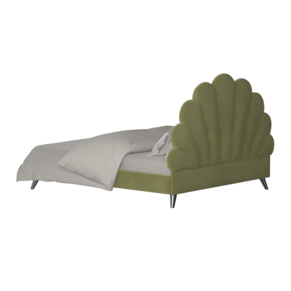 Evelina Curved Headboard Bed in Soft Upholstery