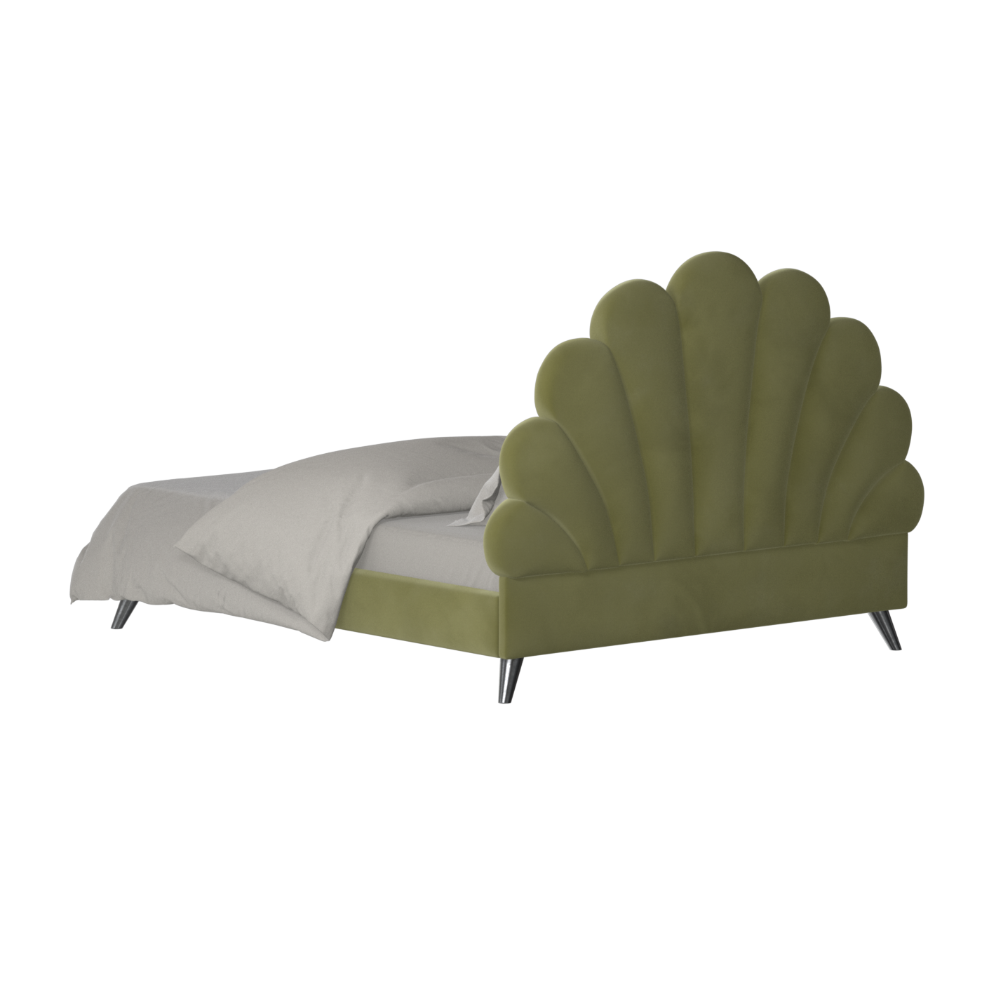 Evelina Curved Headboard Bed in Soft Upholstery