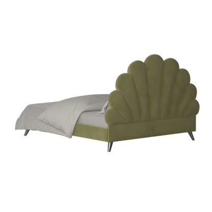Evelina Curved Headboard Bed in Soft Upholstery