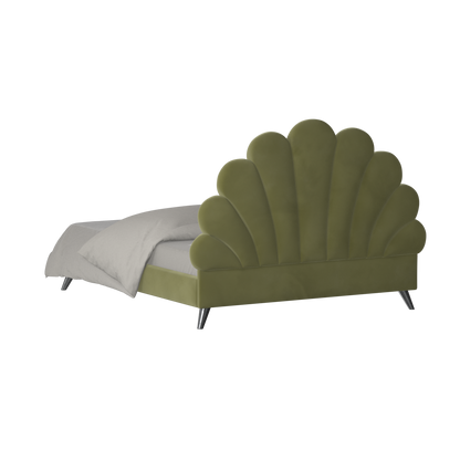 Evelina Curved Headboard Bed in Soft Upholstery