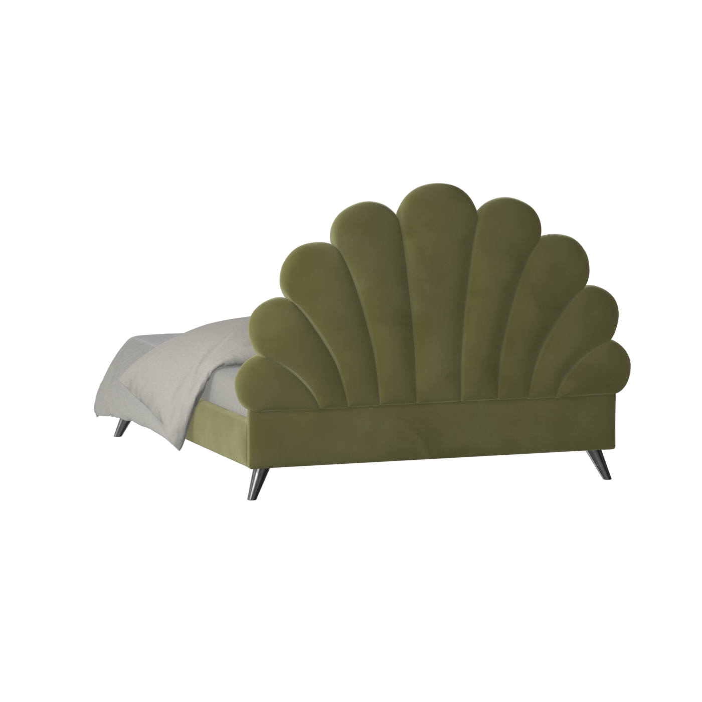 Evelina Curved Headboard Bed in Soft Upholstery
