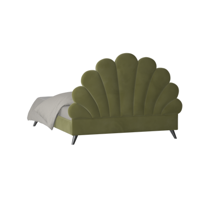Evelina Curved Headboard Bed in Soft Upholstery