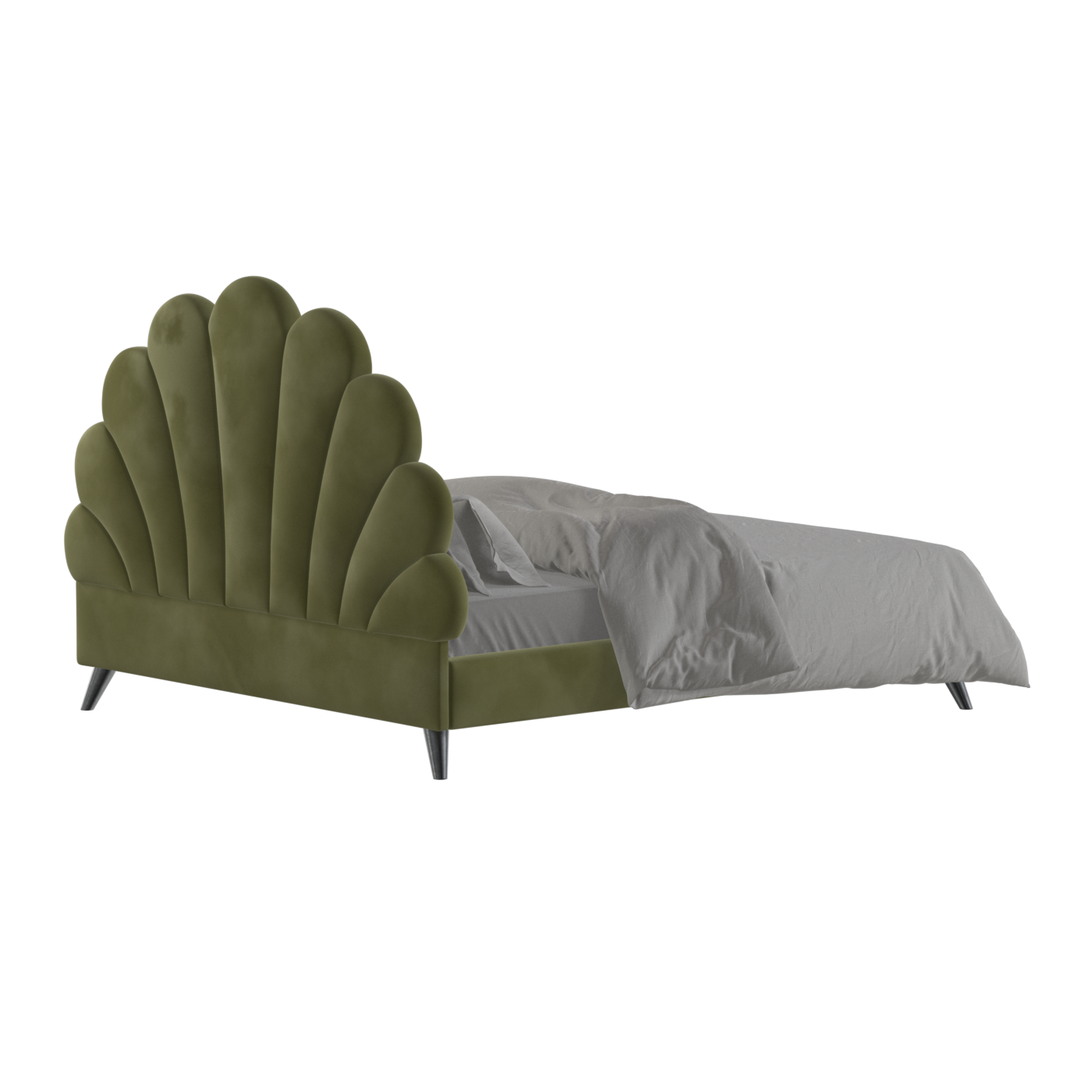 Evelina Curved Headboard Bed in Soft Upholstery
