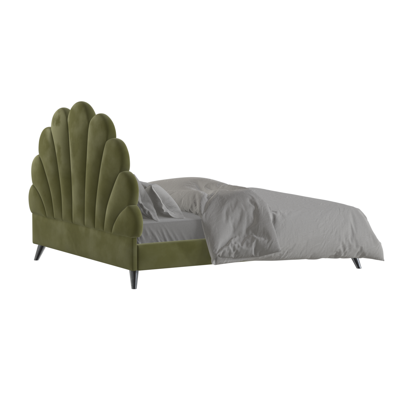 Evelina Curved Headboard Bed in Soft Upholstery