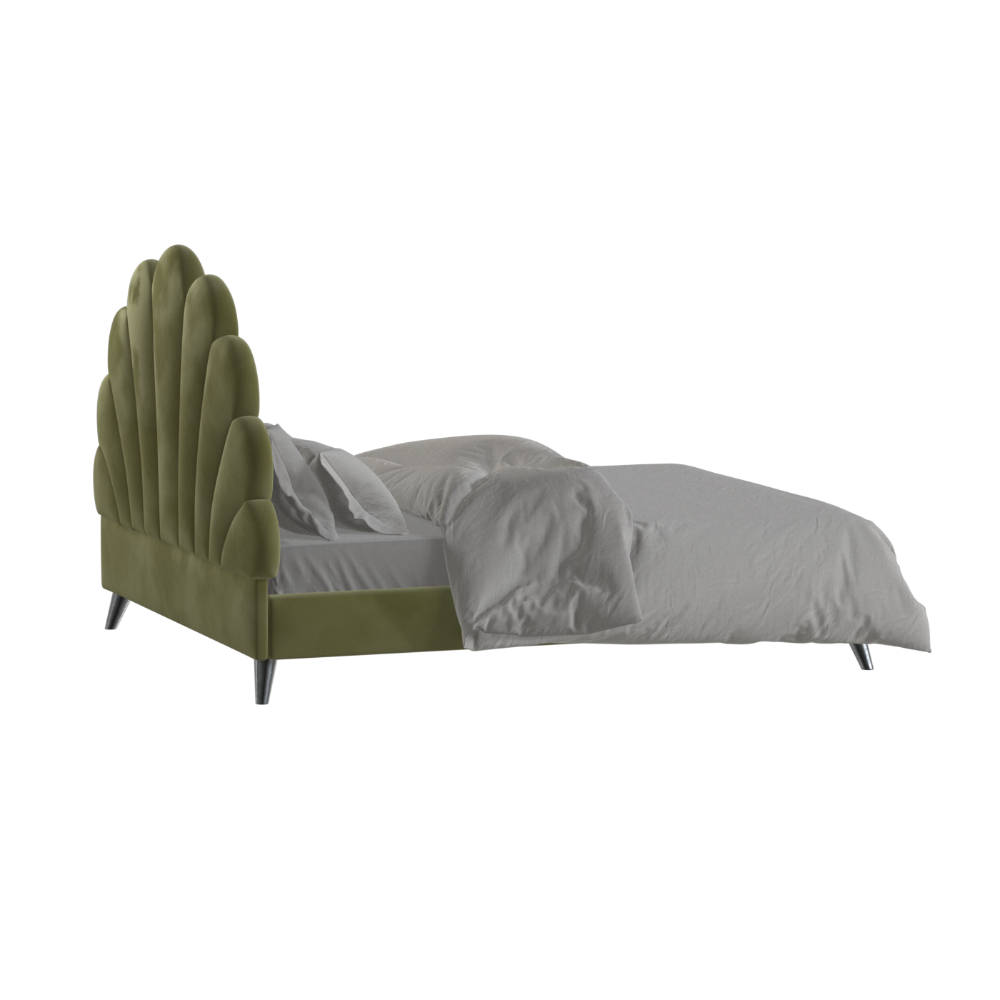 Evelina Curved Headboard Bed in Soft Upholstery