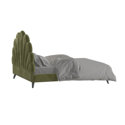 Evelina Curved Headboard Bed in Soft Upholstery