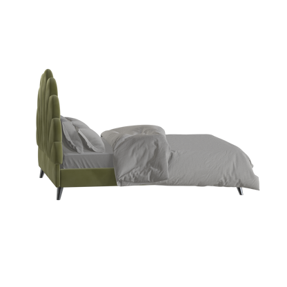 Evelina Curved Headboard Bed in Soft Upholstery