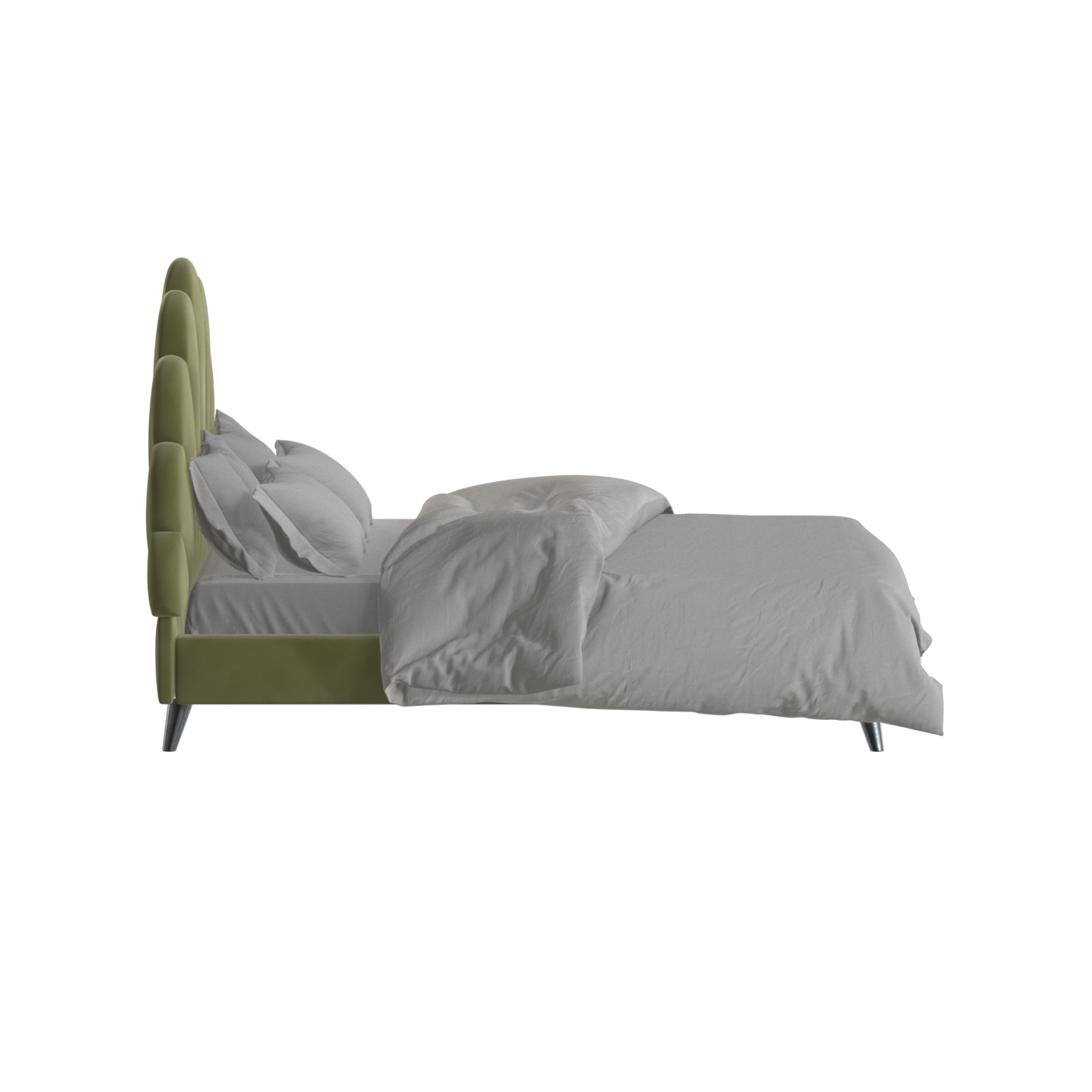 Evelina Curved Headboard Bed in Soft Upholstery