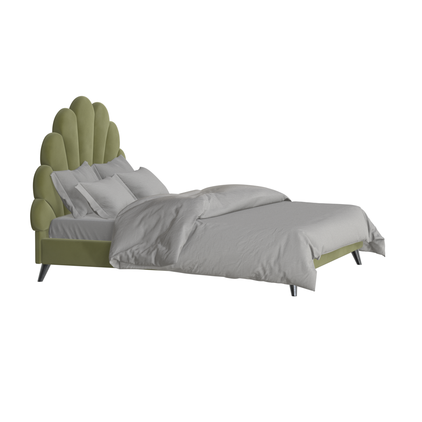 Evelina Curved Headboard Bed in Soft Upholstery