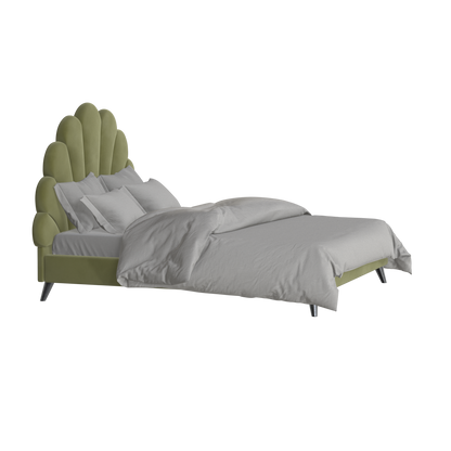 Evelina Curved Headboard Bed in Soft Upholstery