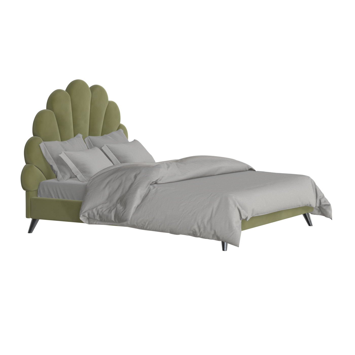 Evelina Curved Headboard Bed in Soft Upholstery