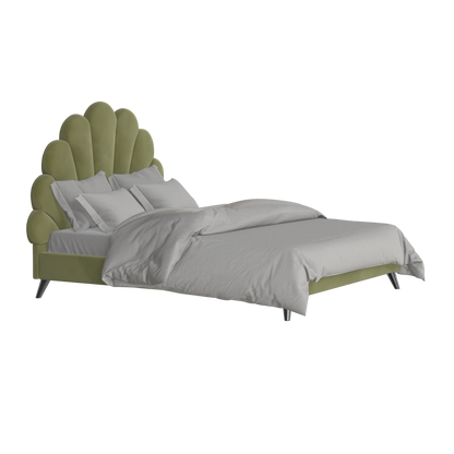 Evelina Curved Headboard Bed in Soft Upholstery
