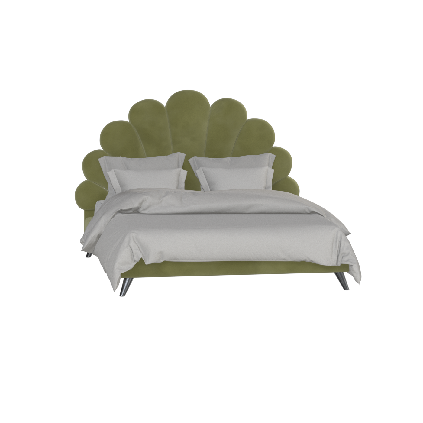 Evelina Curved Headboard Bed in Soft Upholstery