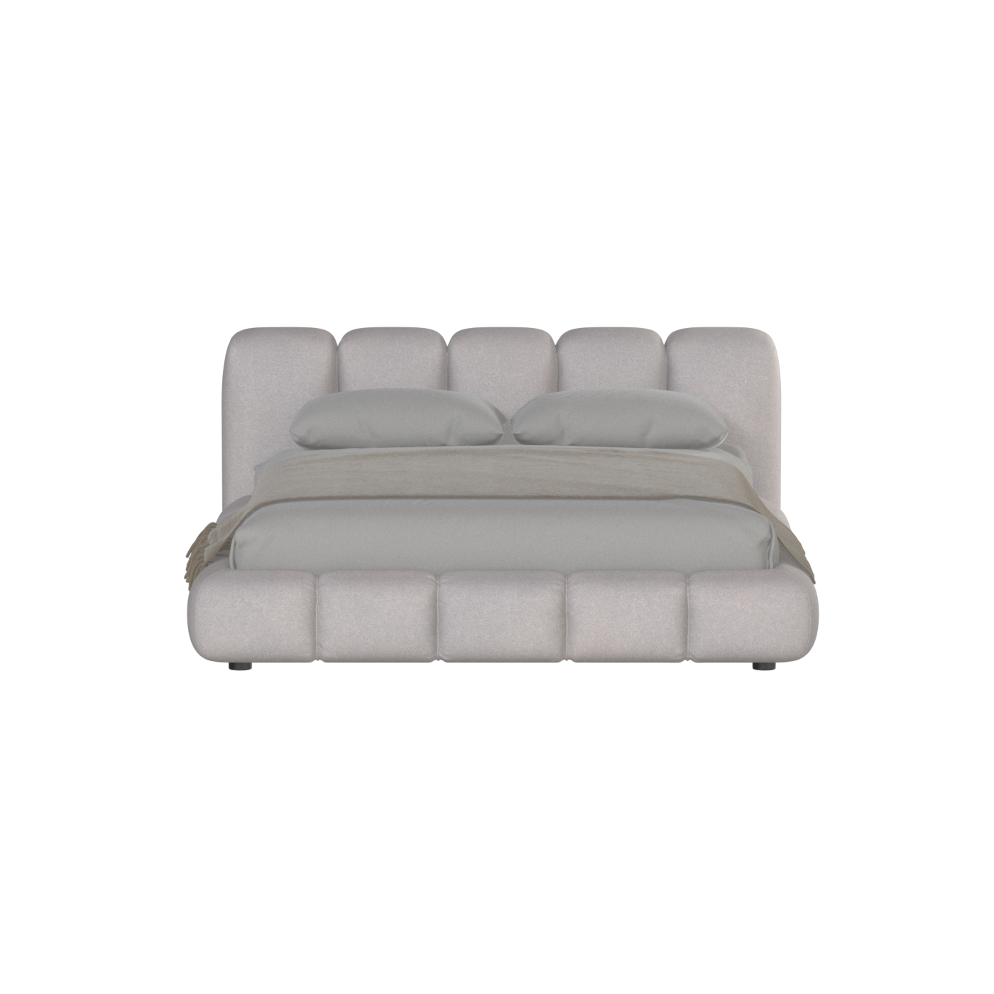 Fluffy Upholstered Bed Frame in Textured Bouclé