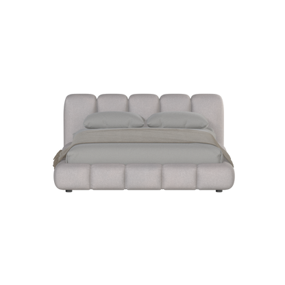 Fluffy Upholstered Bed Frame in Textured Bouclé