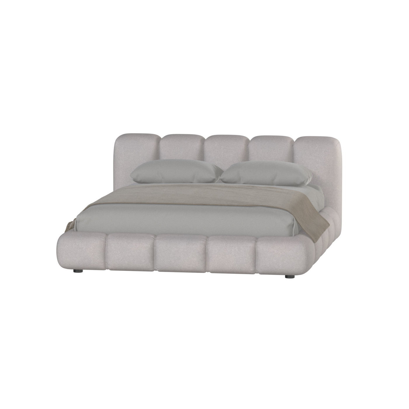 Fluffy Upholstered Bed Frame in Textured Bouclé