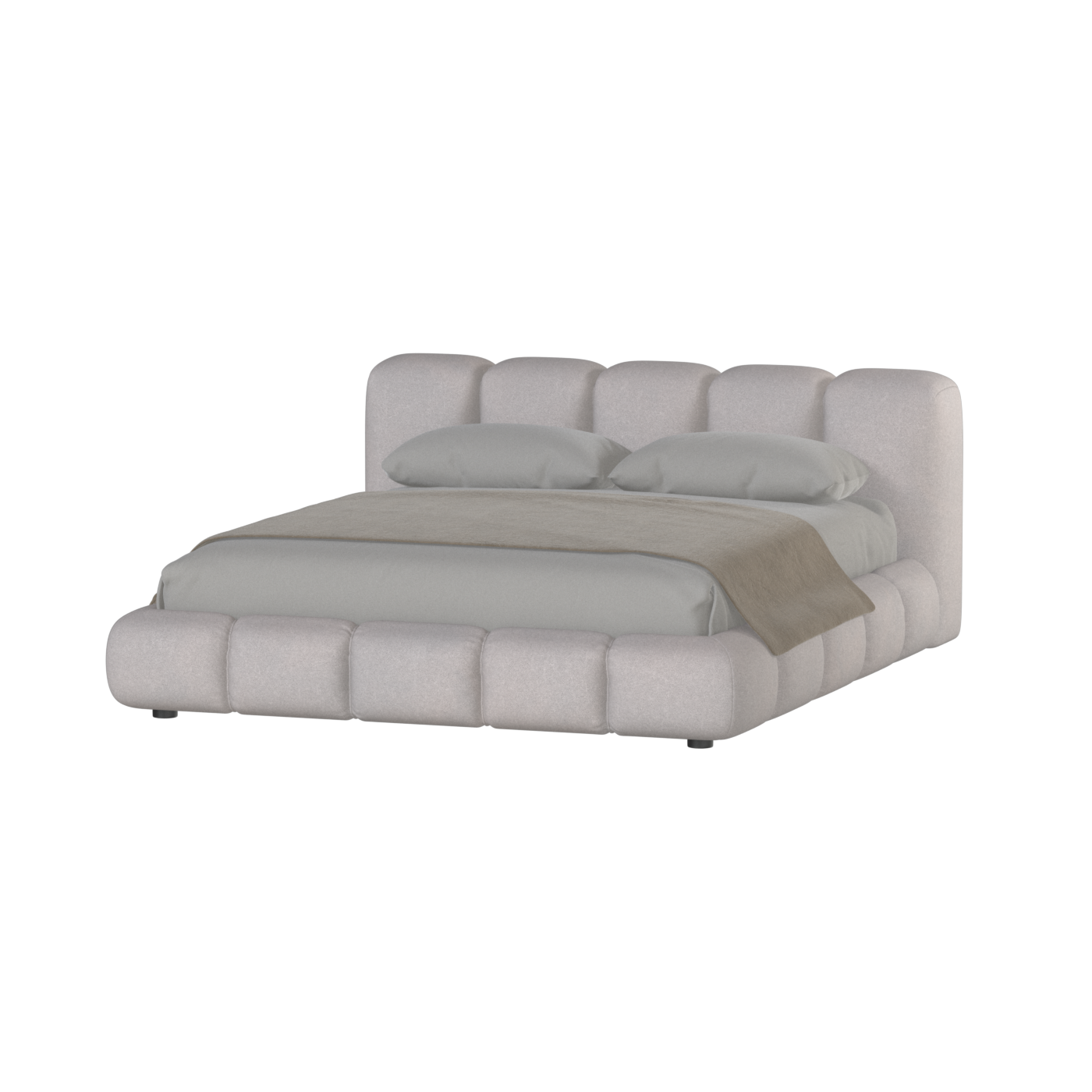 Fluffy Upholstered Bed Frame in Textured Bouclé