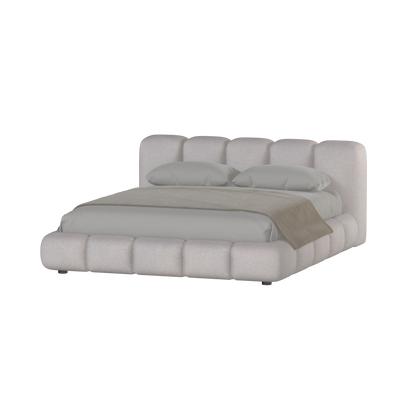 Fluffy Upholstered Bed Frame in Textured Bouclé