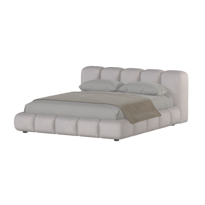 Fluffy Upholstered Bed Frame in Textured Bouclé