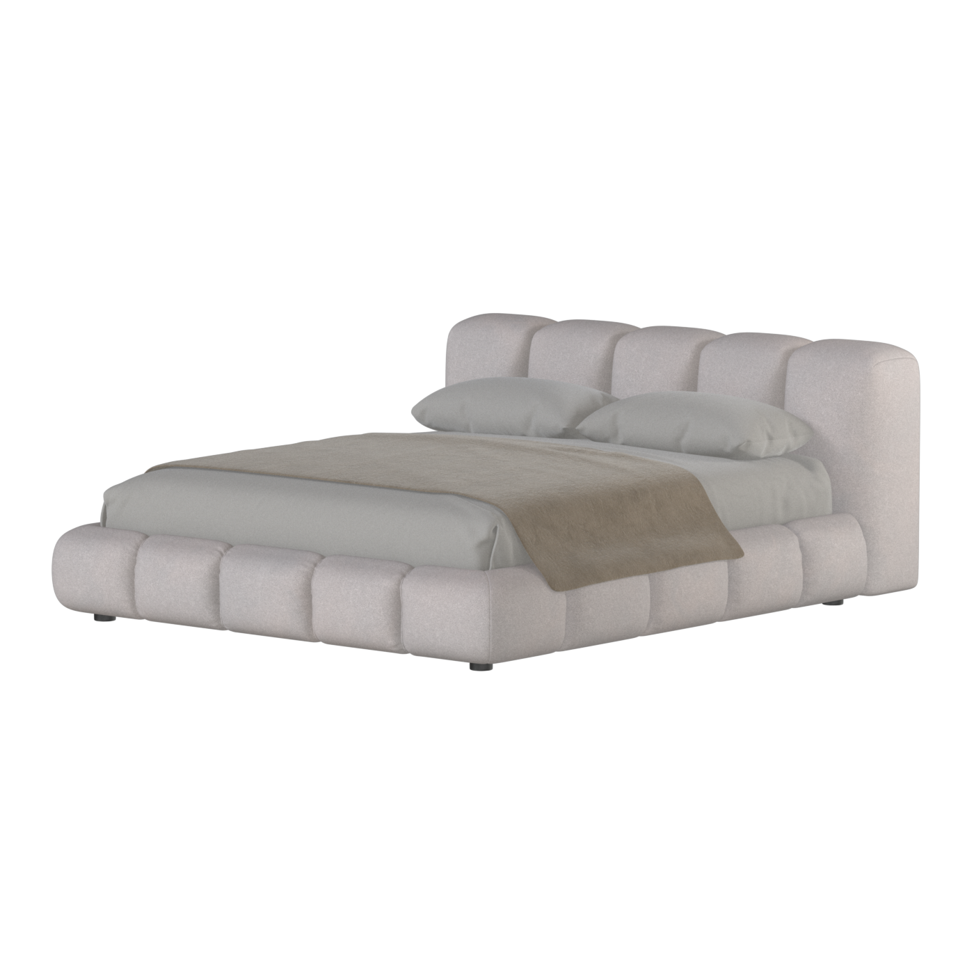 Fluffy Upholstered Bed Frame in Textured Bouclé