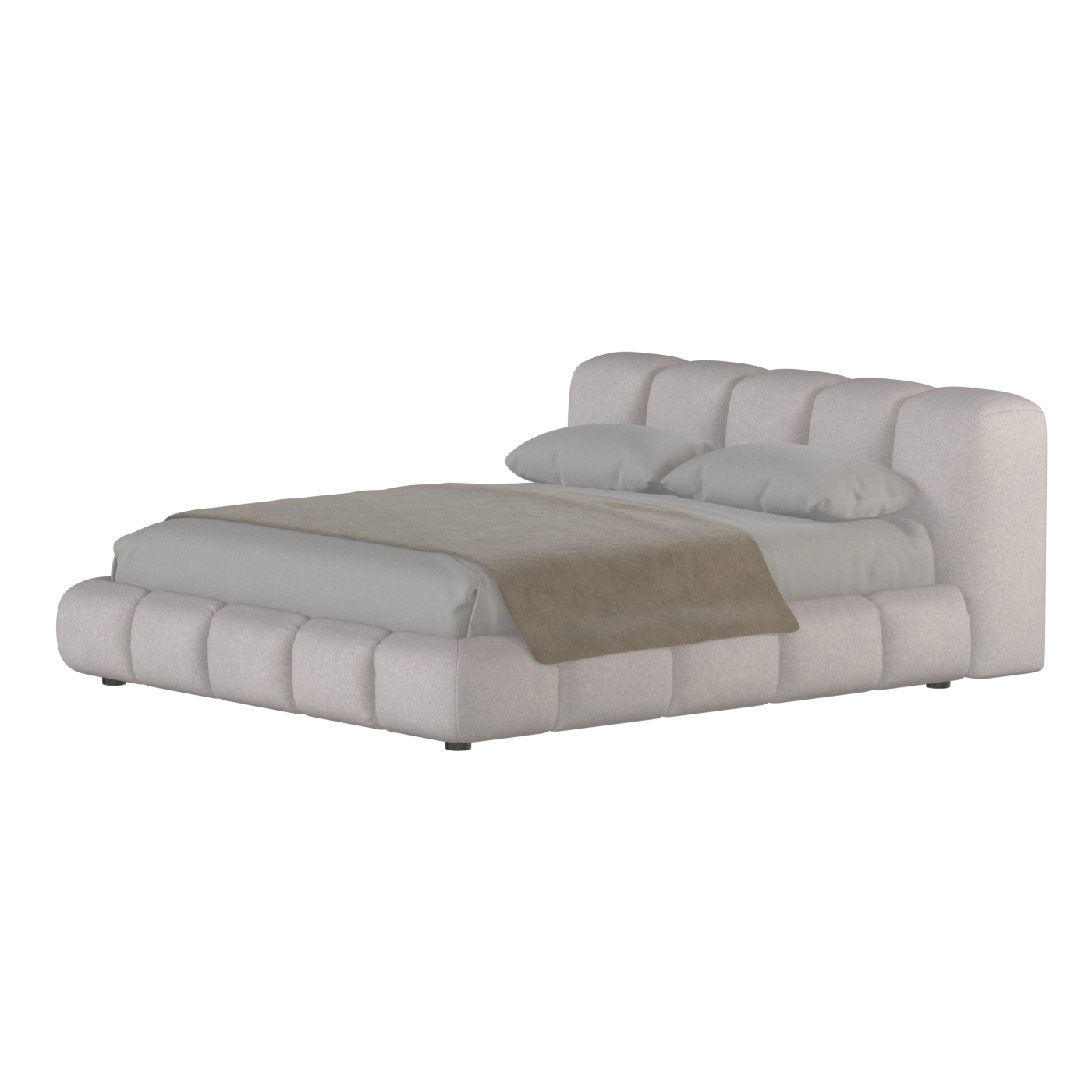 Fluffy Upholstered Bed Frame in Textured Bouclé