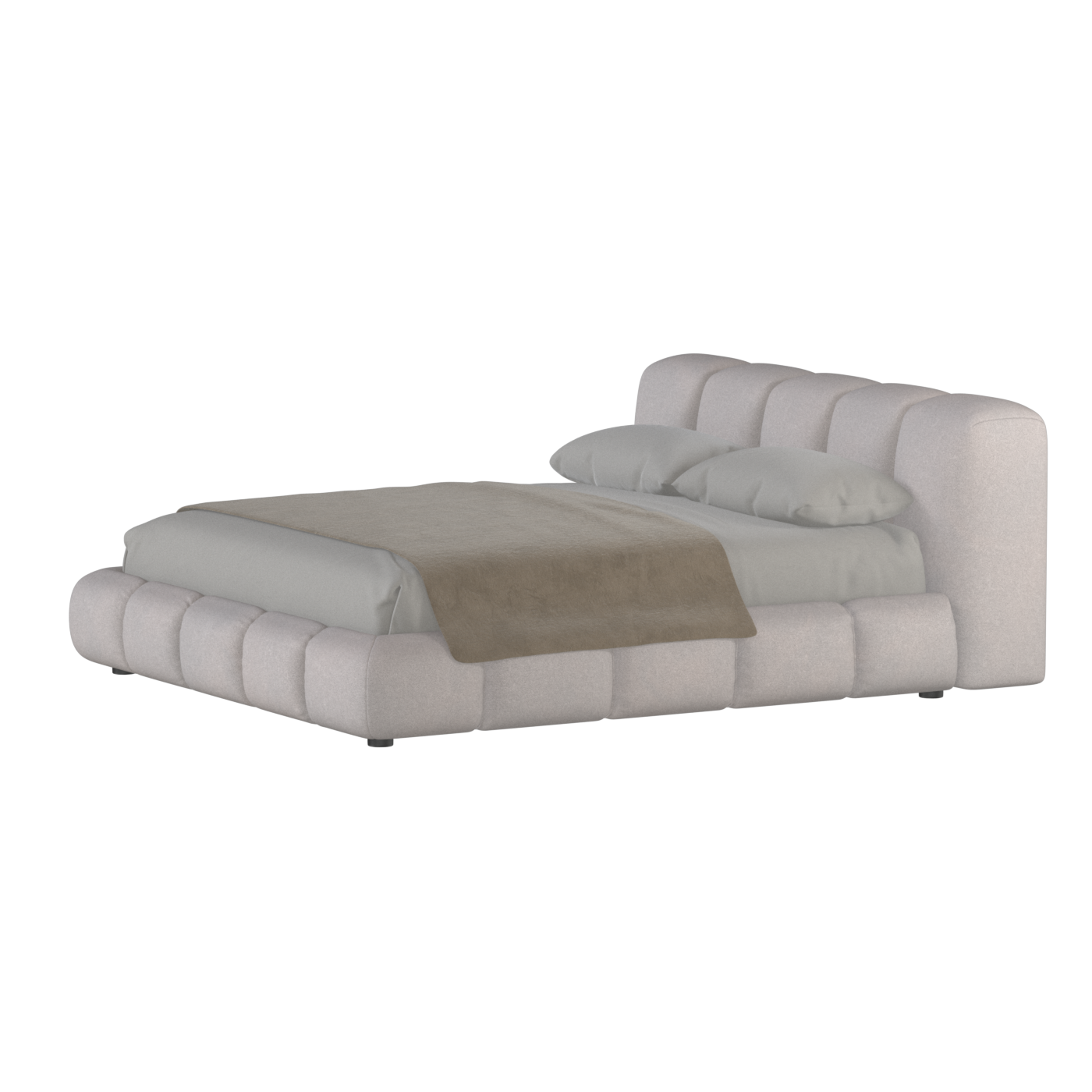 Fluffy Upholstered Bed Frame in Textured Bouclé