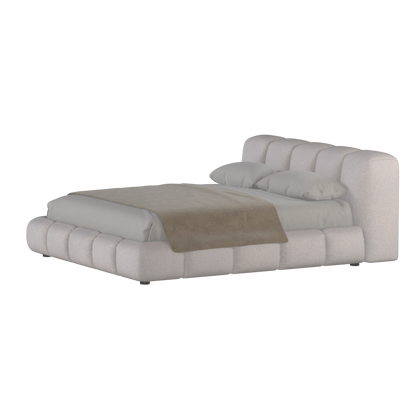 Fluffy Upholstered Bed Frame in Textured Bouclé