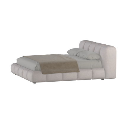 Fluffy Upholstered Bed Frame in Textured Bouclé