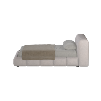Fluffy Upholstered Bed Frame in Textured Bouclé