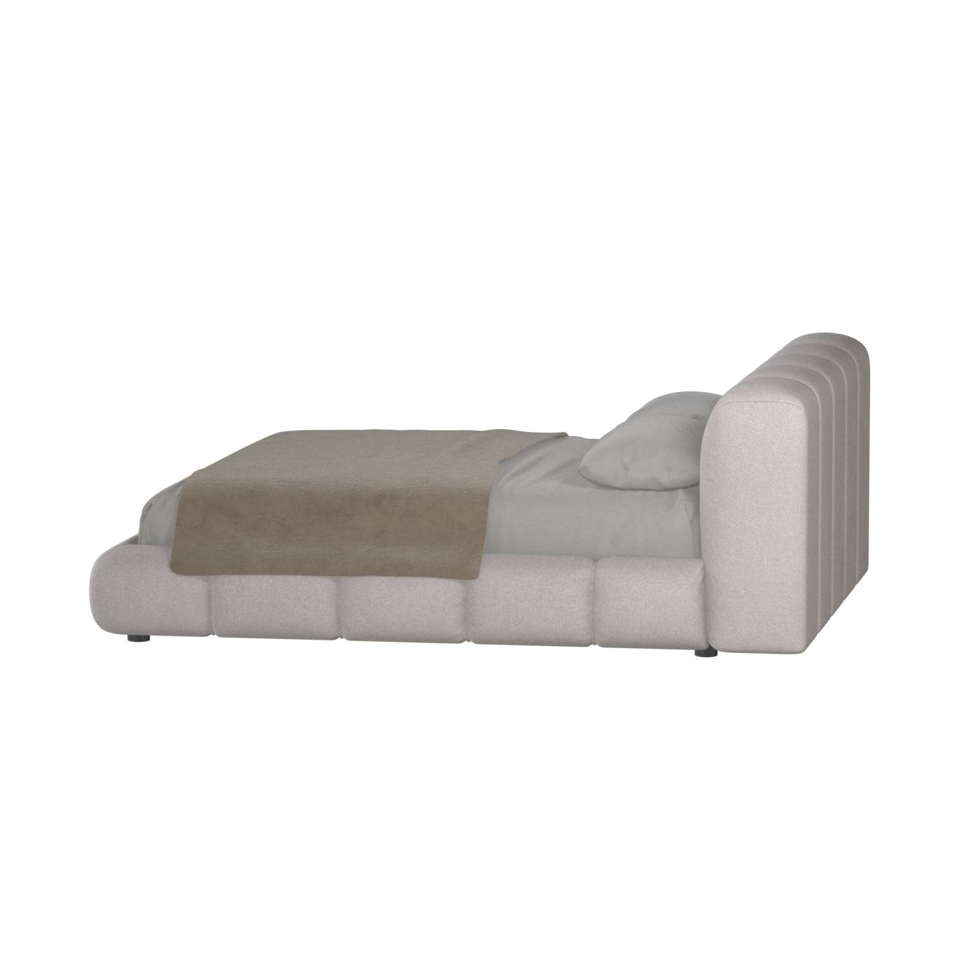 Fluffy Upholstered Bed Frame in Textured Bouclé