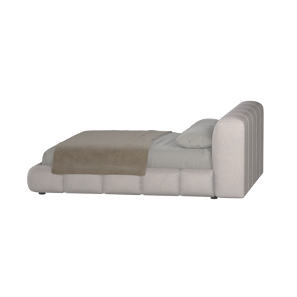 Fluffy Upholstered Bed Frame in Textured Bouclé