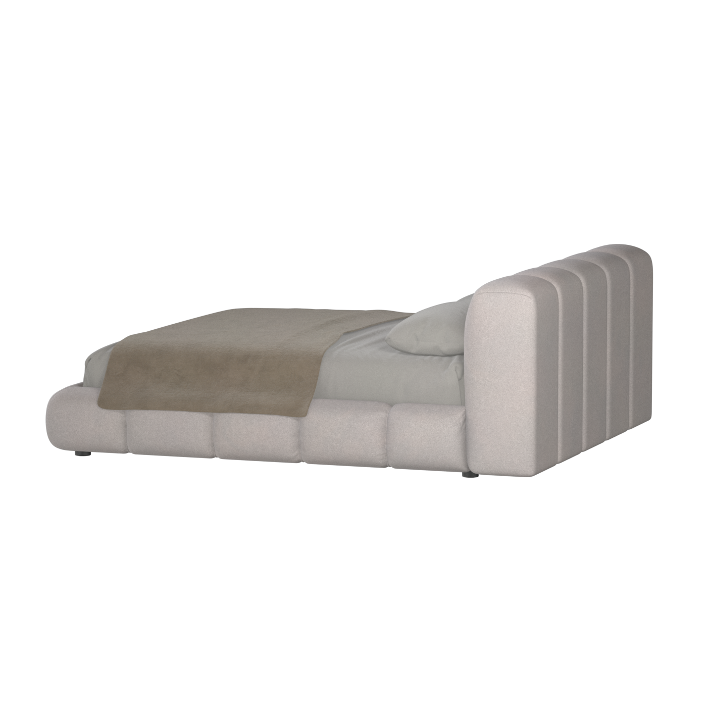 Fluffy Upholstered Bed Frame in Textured Bouclé