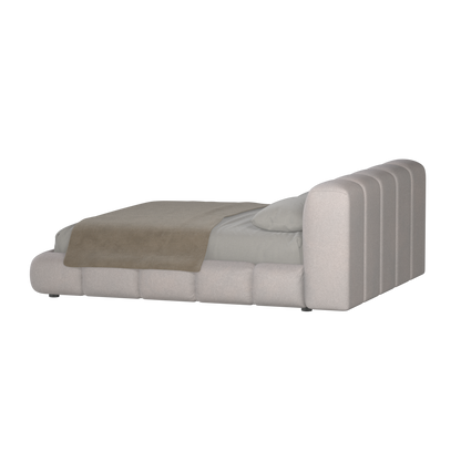 Fluffy Upholstered Bed Frame in Textured Bouclé
