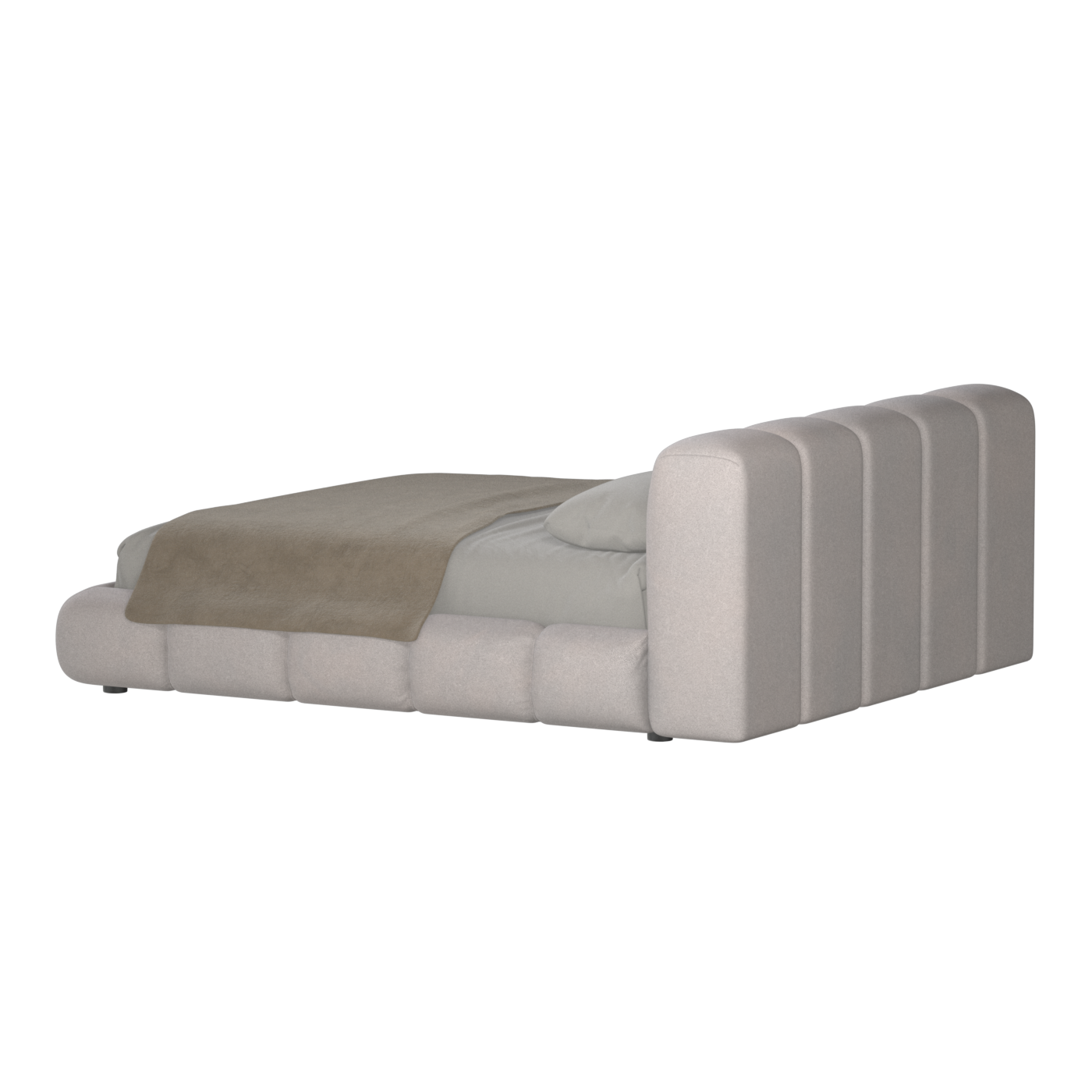 Fluffy Upholstered Bed Frame in Textured Bouclé