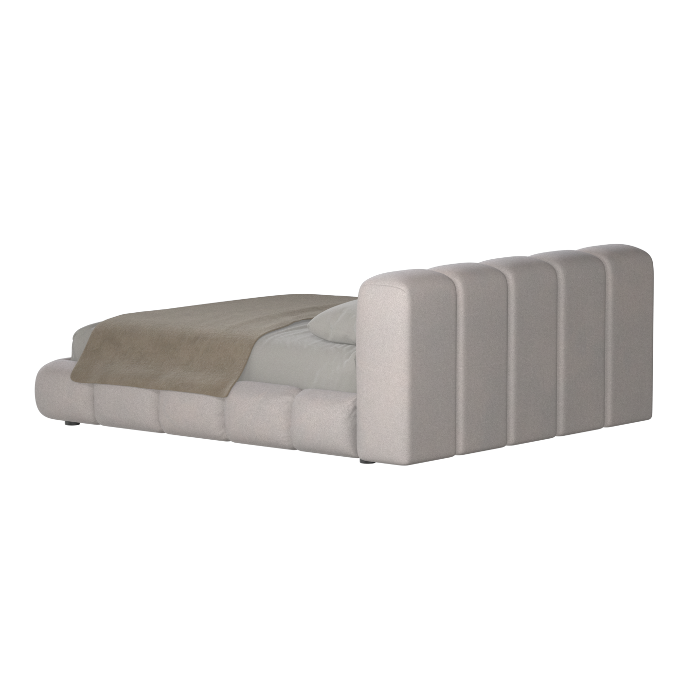 Fluffy Upholstered Bed Frame in Textured Bouclé