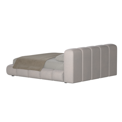 Fluffy Upholstered Bed Frame in Textured Bouclé
