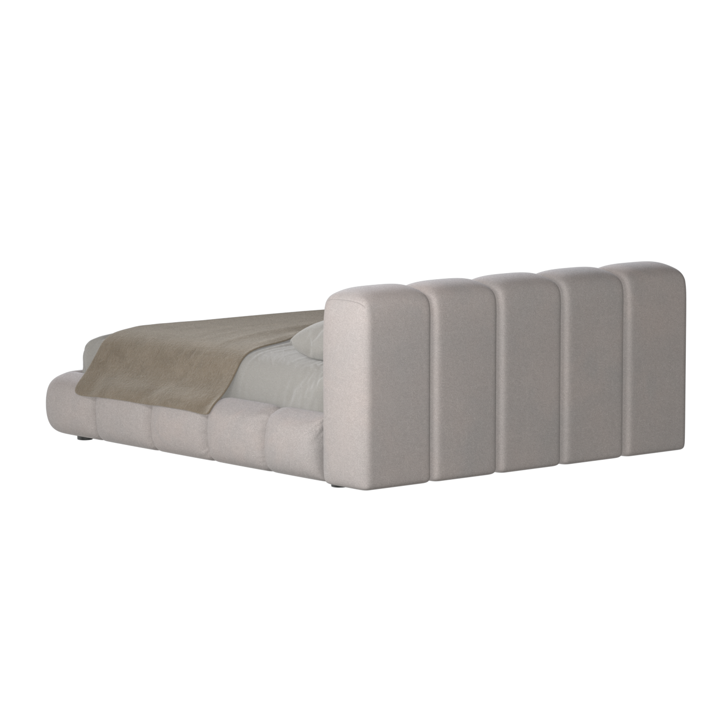 Fluffy Upholstered Bed Frame in Textured Bouclé