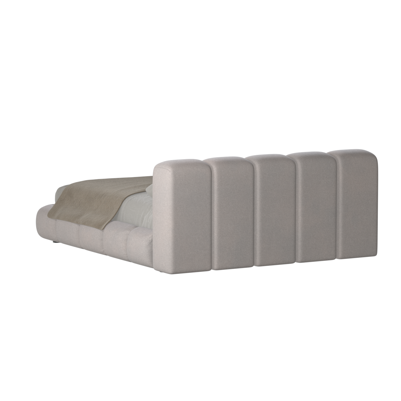 Fluffy Upholstered Bed Frame in Textured Bouclé