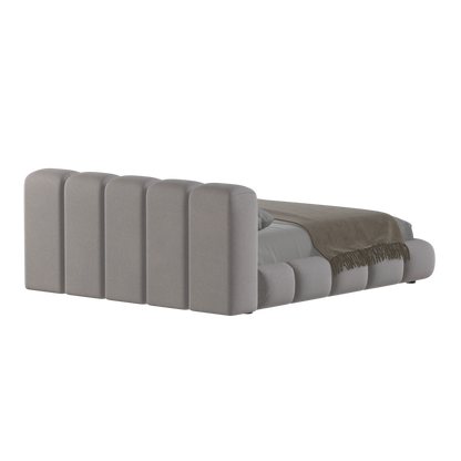 Fluffy Upholstered Bed Frame in Textured Bouclé