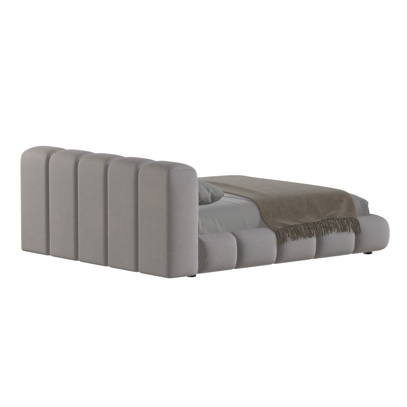 Fluffy Upholstered Bed Frame in Textured Bouclé