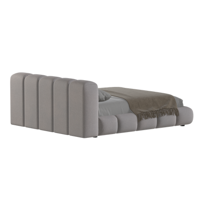 Fluffy Upholstered Bed Frame in Textured Bouclé