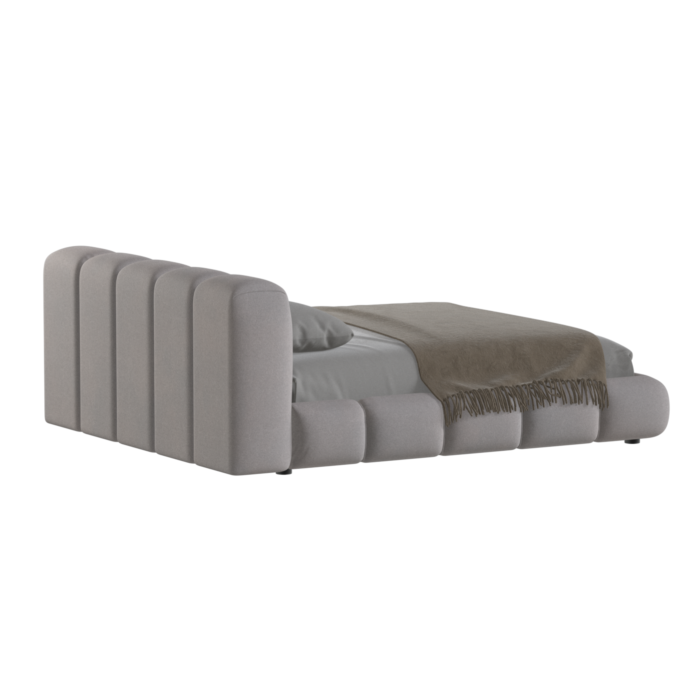 Fluffy Upholstered Bed Frame in Textured Bouclé