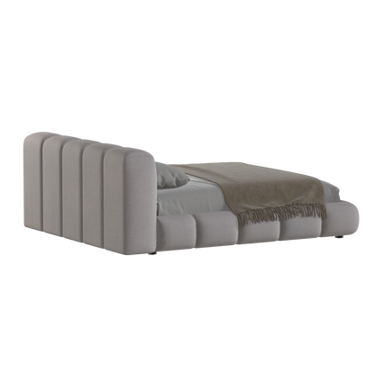 Fluffy Upholstered Bed Frame in Textured Bouclé