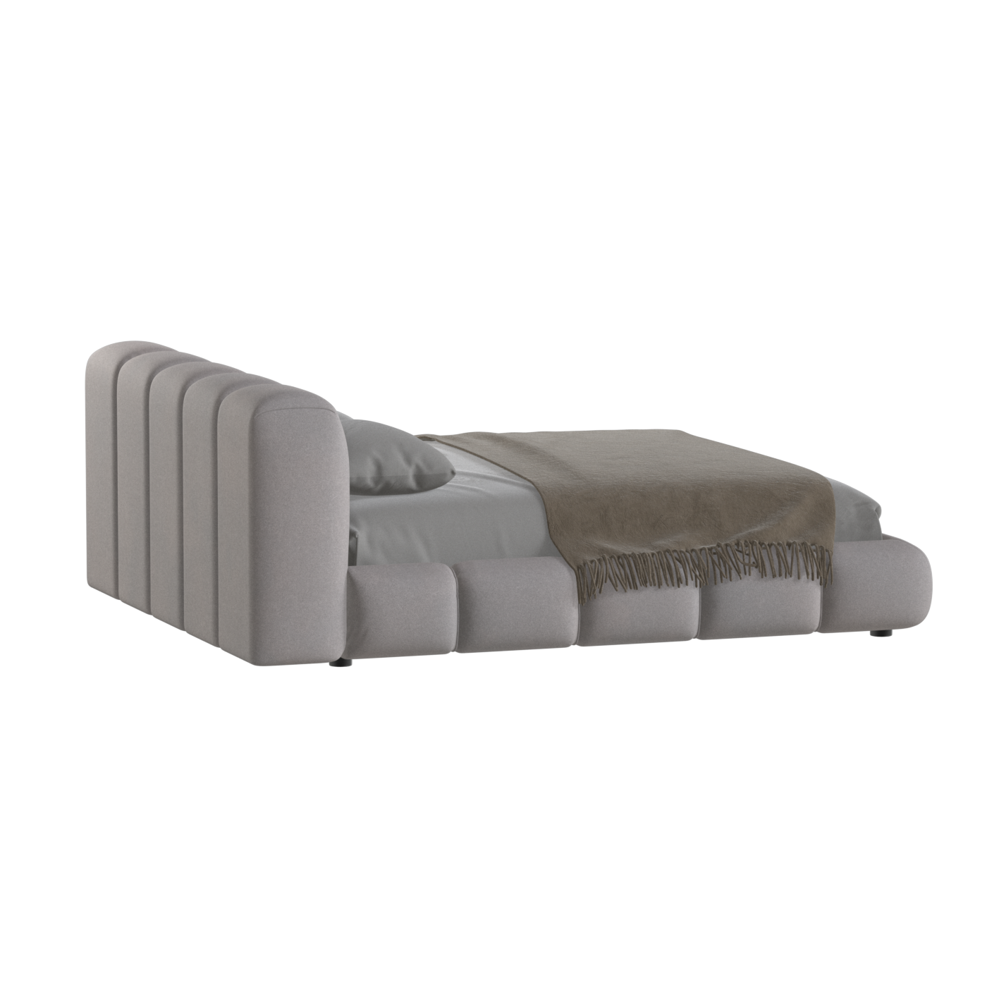 Fluffy Upholstered Bed Frame in Textured Bouclé