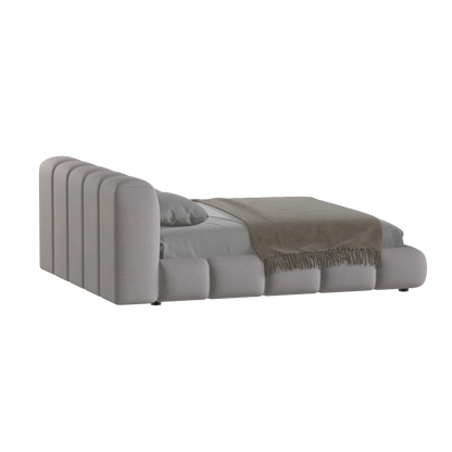 Fluffy Upholstered Bed Frame in Textured Bouclé